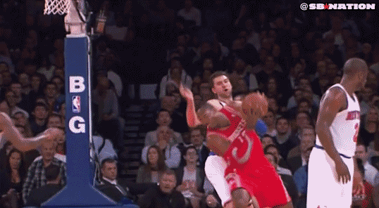 Knicks GIF: Bargnani Blocks Howard